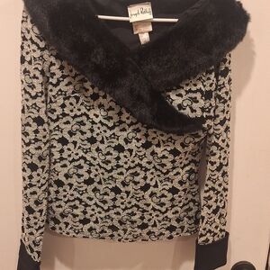 Joseph Ribkoff Black and White Floral Sweater